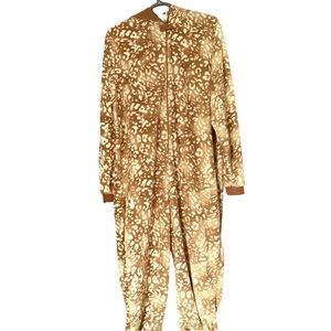 Brown Animal Print Onesie Pajamas Ladies XL